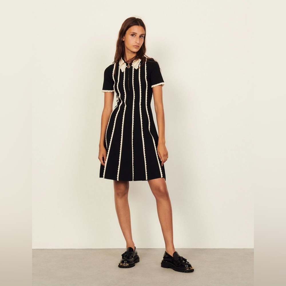Sandro Flore Two-Tone Knit Dress